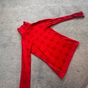 Red Polka Dot Long Sleeve Turtleneck Top Uniqlo Marimekko